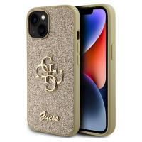 Guess Fixed Glitter 4G Metal Logo Kryt pre iPhone 13, Zlatý