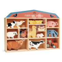 Drevené domáce zvieratká na poličke 13 ks Farmyard set Tender Leaf Toys