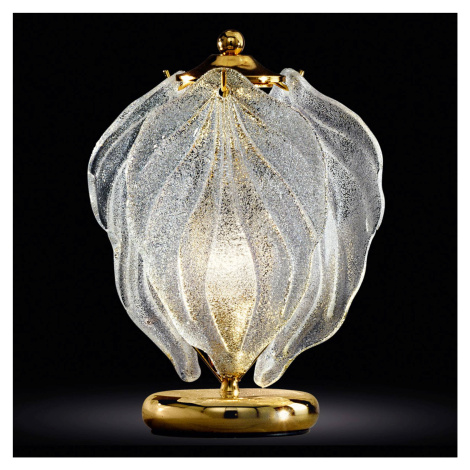Sklenená stolná lampa Foglie z muránskeho skla Novaresi
