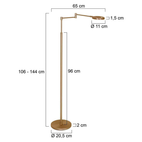 LED dobíjacia stojacia lampa Soleil bronzová brúsená, kov, stmievač