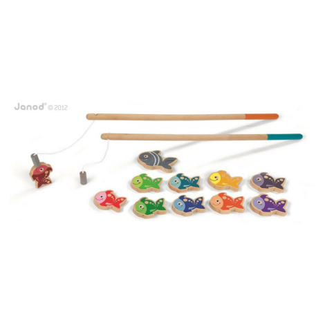 Janod Drevené magnetické rybárske udice pre deti Let's Go Fishing
