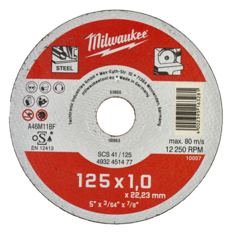 MILWAUKEE Rezný kotúč Contractor SCS 41/125 × 1 mm 200 ks