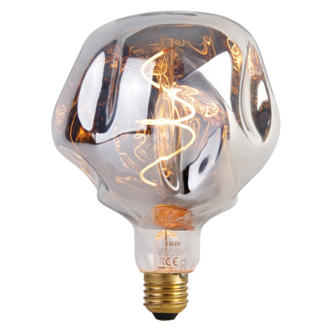 E27 stmievateľná LED lampa G125 strieborná 4W 75 lm 1800K Calex