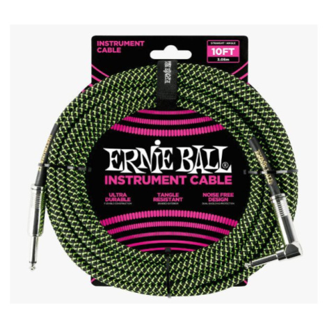 Ernie Ball P06077 Opletený kábel 10 SA Black Green