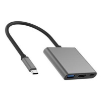 PremiumCord Adaptér USB-C na HDMI + USB3.0 + PD, rozlíšenie 4K a FULL HD 1080p