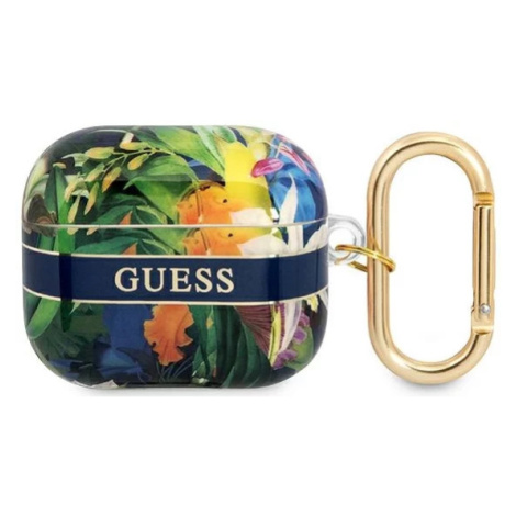 Obal Guess GUA3HHFLB AirPods 3 cover blue Flower Strap Collection (GUA3HHFLB)