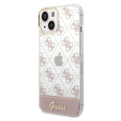 Plastové puzdro Guess na Apple iPhone 14 Plus GUHCP14MHG4MHP Peony Glitter Script Logo ružové