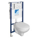 SAPHO - Závesné WC TAURUS s podomietkovou nádržkou a tlačidlom Schwab, biela LC1582-SET5