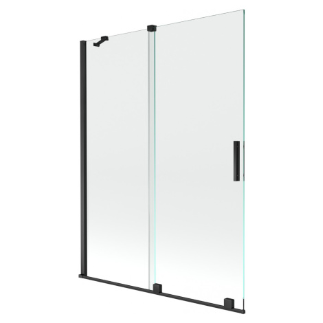 MEXEN/S - Velar Dvojkrídlová posuvná vaňová zástena 130 x 150 cm, transparent, čierna 896-130-00