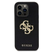 Guess PU Perforated 4G Glitter Metal Logo Zadný Kryt pre iPhone 14 Pro Black