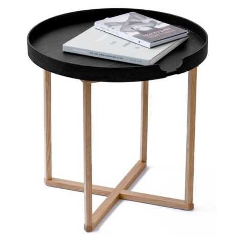 Čierny odkladací stolík z dubového dreva s odnímateľnou doskou Wireworks Damieh, 45 × 45 cm