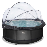 Bazén s krytom pieskovou filtráciou a tepelným čerpadlom Black Leather pool Exit Toys kruhový oc