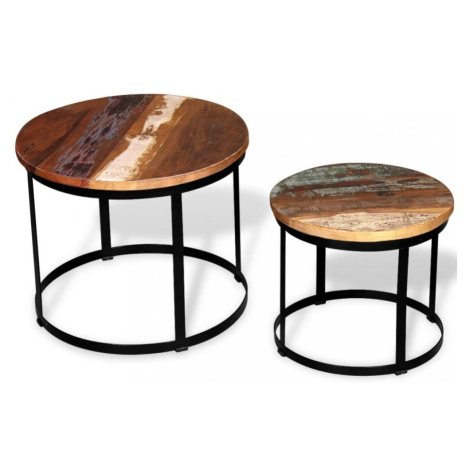 Konferenčný stolík 2 ks drevo / kov Dekorhome Recyklované drevo,Konferenčný stolík 2 ks drevo /  vidaXL