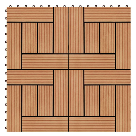 vidaXL Podlahové dlaždice z WPC 11 ks 30x30 cm 1 m2 farba teaku