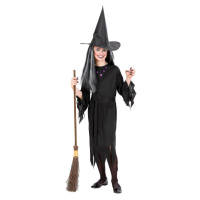 Epee Detský kostým čarodejnice 116 cm čierne dlhšie šaty