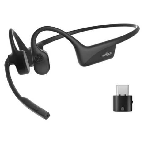 Shokz OpenComm 2 UC s adaptérom typu USB-C, Bluetooth slúchadlá pred uši s mikrofónom, čierna