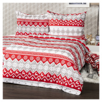 4home Vianočné bavlnené obliečky Red Nordic, 220 x 200 cm, 2 ks 70 x 90 cm