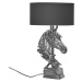 Estila Dizajnová vintage stolná lampa Suomin so striebornou podstavou v tvare konskej hlavy 60 c