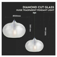 Závesné svietidlo Diamond Cut 350 E27 transparené VT-7350 (V-TAC)