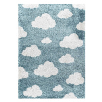 Modrý antialergénny detský koberec 170x120 cm Clouds - Yellow Tipi