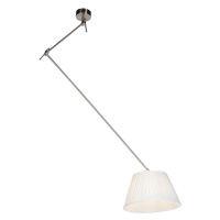 Závesná lampa s nariaseným tienidlom krémová 35 cm - oceľ Blitz I