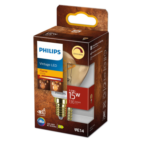 Philips LED Classic E14 P45 2,6 W 1 800 K zlatá