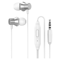 Káblové stereo slúchadlá, 3,5 mm, mikrofón, funkčné tlačidlo, Lenovo HF130, biela farba, z výrob