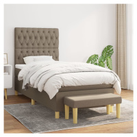 vidaXL Posteľný rám boxspring s matracom sivohnedý 90x190 cm látka