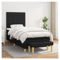 vidaXL Posteľný rám boxspring s matracom čierny 90x190 cm látka