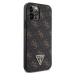 Guess PU Leather 4G Triangle Metal Logo Zadný Kryt pre iPhone 12/12 Pro Black