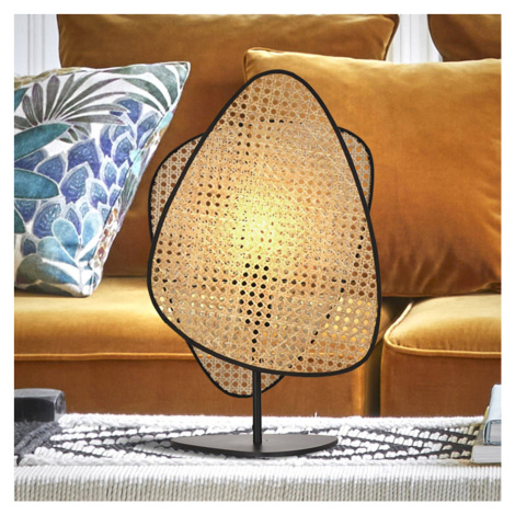 MARKET SET Stolová lampa Screen, prírodná, ratan, výška 51 cm