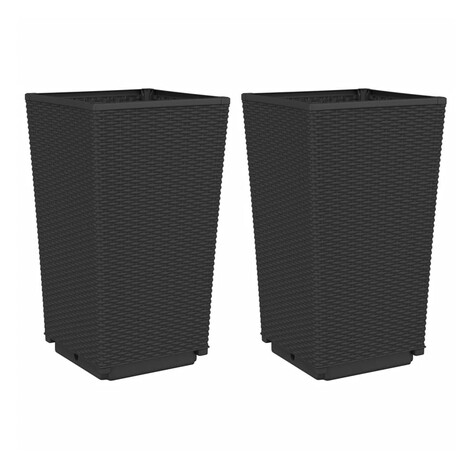 vidaXL Záhradné kvetináče 2 ks, čierne 32,5x32,5x57 cm, PP