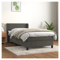 vidaXL Posteľný rám boxspring s matracom tmavosivý 100x200 cm zamat