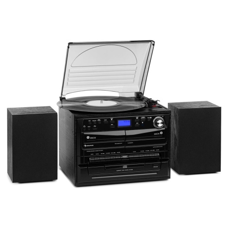 Auna 388-DAB+, stereo systém, 20 W max., platne, CD, kazety, BT, FM/DAB+, USB, čierny