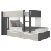 Sconto Poschodová posteľ so skriňou EMMET I pínia cascina/sivá, 90x200 cm