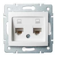 DOMO   Dvojitá dátová zásuvka , nezávislá (2xRJ45Cat 6 Jack) Biela