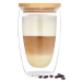 Bambuswald Pohár na kávu s vrchnákom, 400 ml, ručná výroba, borosilikátové sklo, bambus