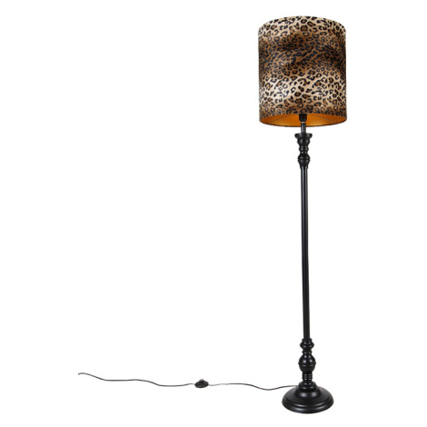 Stojacia lampa čierna s tienidlom leopard 40 cm - Classico