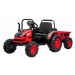 Elektrický Traktor POWER s vlečkou, červený, Pohon zadných kolies, 12V batéria, Plastové kolesá,
