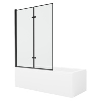 MEXEN/S - Cubik obdĺžniková vaňa 170 x 70 cm s panelom + vaňová zástena 120 cm, čierna vzor 5503