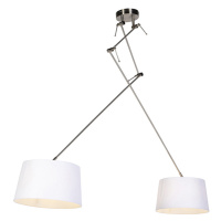 Závesná lampa s ľanovými odtieňmi biela 35 cm - oceľ Blitz II
