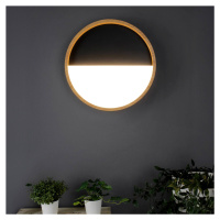 Nástenné svietidlo Vista LED, čierna farba/svetlé drevo, Ø 30 cm