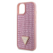 Guess Rhinestones Triangle Metal Logo Kryt pre iPhone 15 Pink