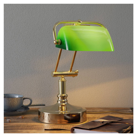 Bankárska lampa Steve so zeleným skleneným tienidlom SEA-Club