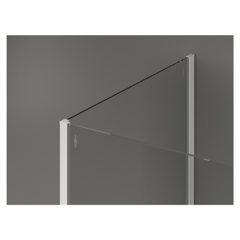 Mexen Kioto, 3-stenová sprchová zástena Walk-In 130 x 95 x 30 cm, 8mm číre sklo, biely profil, 8