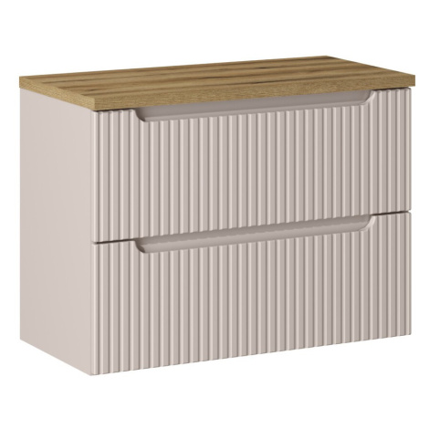 Závěsná skříňka pod umyvadlo Nova Cashmere II s deskou 80 cm kašmír/dub coast evoke Comad