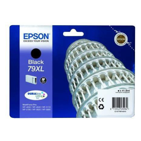 Čierna atramentová kazeta EPSON série WF-5xxx "Pisa" 79 XL Black (41,8 ml)