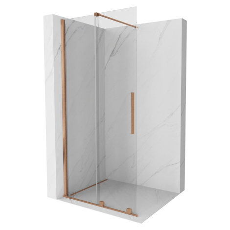 MEXEN/S - Velár posuvné sprchové dvere Walk-in 100 cm, transparent, kartáčovaná meď 871-100-000-