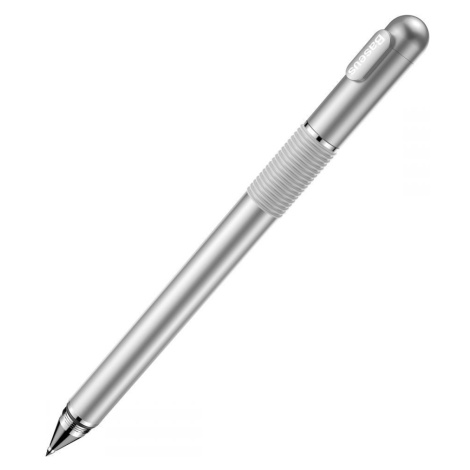 Univerzálna ceruzka 2v1, hliníková, (pre akýkoľvek kapacitný displej + pero), Baseus, strieborná