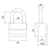 DK - PENTA plus US visiaci zámok - strmeň 76 VHS 93 NIM - nikel matný